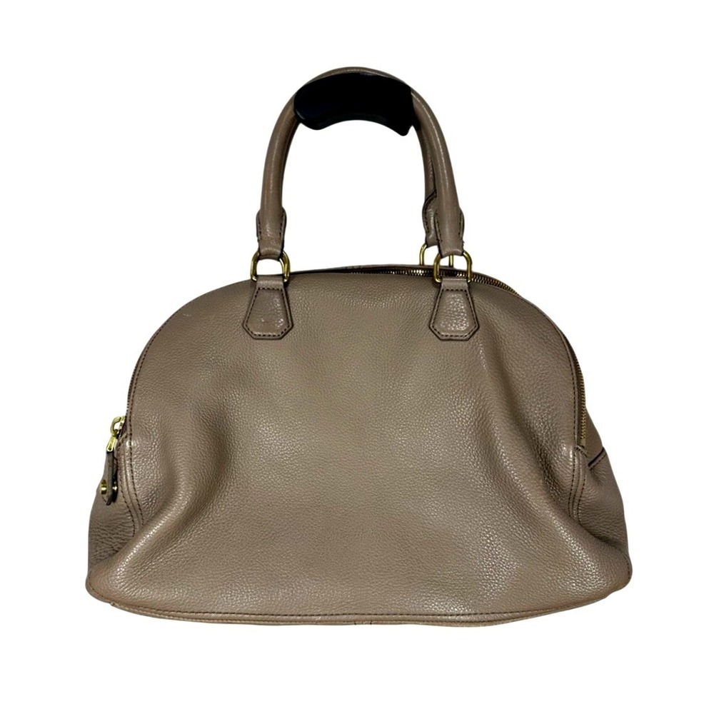 J. Crew Pebble Leather Dome Satchel Bag Taupe‎ Gold Tone Hardware